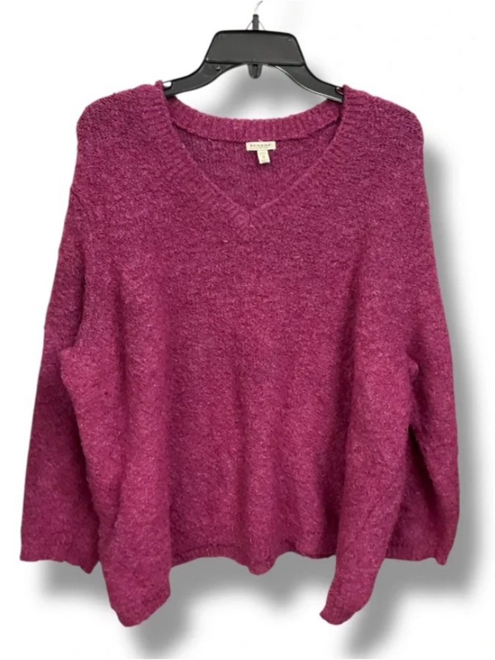 Sonoma Life + Style Cozy V-Neck Women’s Sweater Berry Pink Purple Size 1X NWT